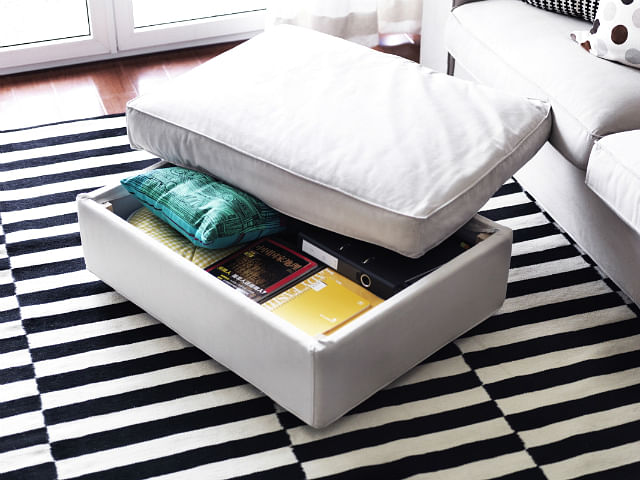 Ikea KIVIK footstool, 5 steps to decluttering your home for Chinese New Year